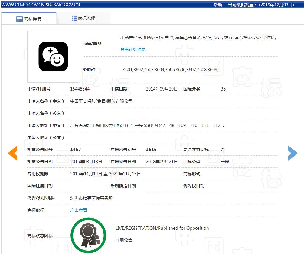 平安保險商標截圖